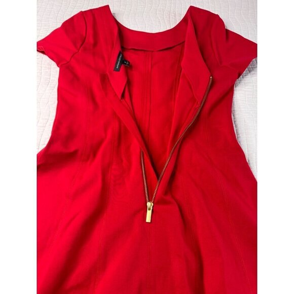 Banana Republic Knit Ponte Fit & Flare Short Sleeve Dress Low Back SZ 8 Party - Picture 5 of 9